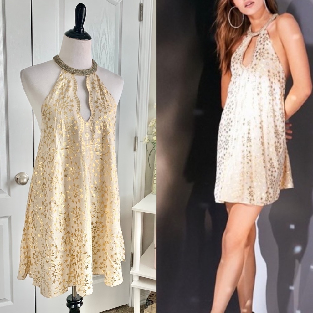 Urban Outfitters Metallic Gold Star Embellished Dress